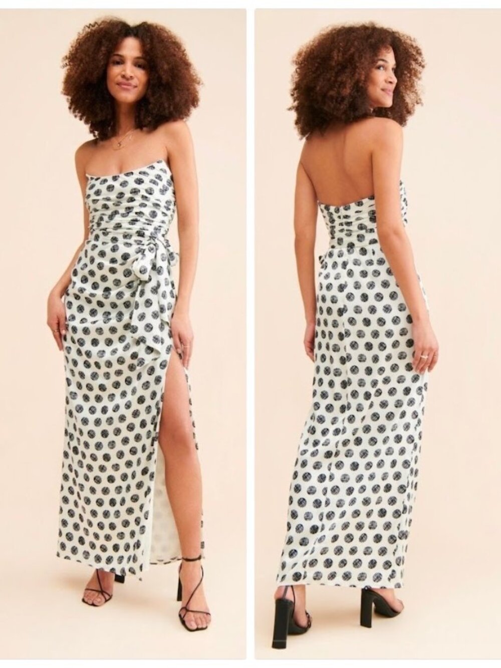 Hutch Strapless Polka Dot Dress In White Size : 6P